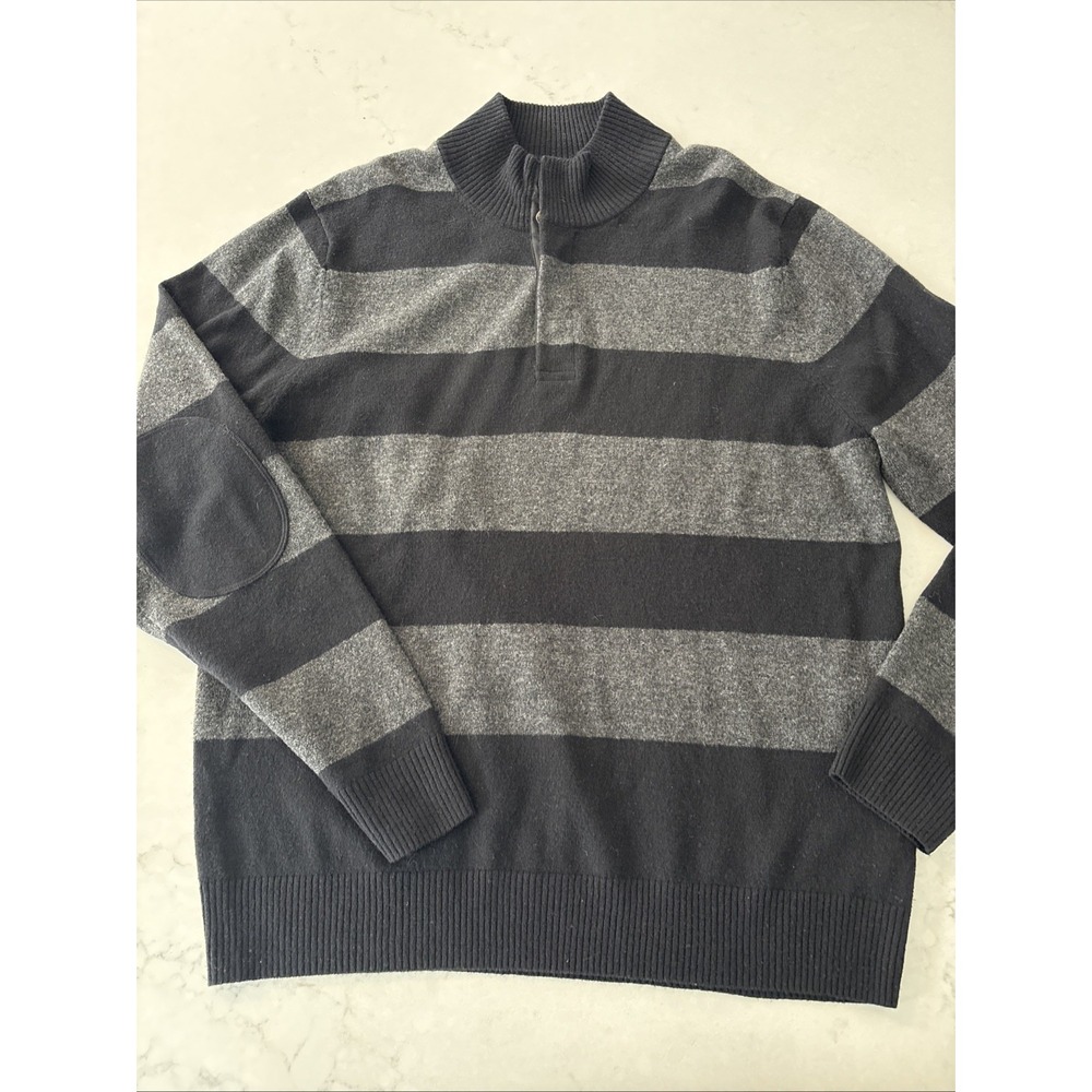 Brooks Brothers 346 Sweater Mens L Lambs Wool Grandpacore‎ Striped Mock Neck EUC